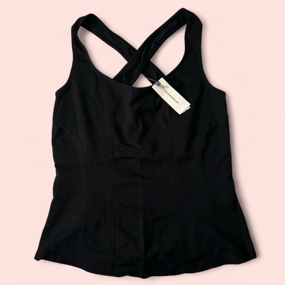 Anthropologie Black Cross-Back Tank Top